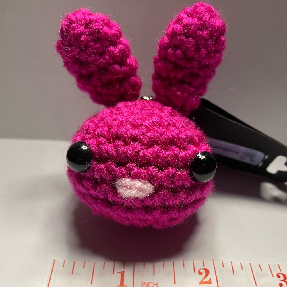 CROCHET MINI MOCHIBUN KEYCHAIN- SHOCKING PINK